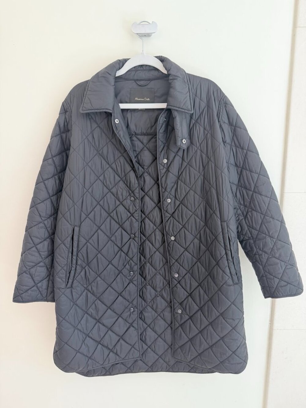 Massimo Dutti Blaci Diamond Quilted Long Coat Small